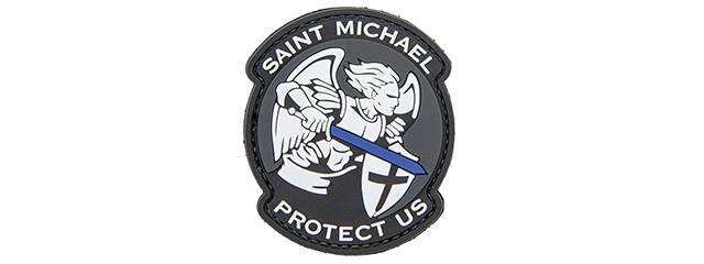 "Saint Michael Protect Us" PVC Patch (Color: Black)