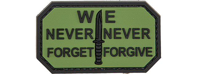 We Never Forget, Never Forgive PVC Patch (Color: Forest Green)