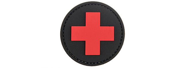 Round Cross Medical PVC Patch (Color: Red and Black)