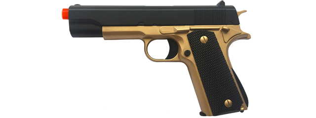 UK Arms 1911 Alloy Series Spring Airsoft Pistol (Color: Gold)