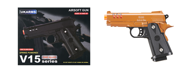 UK Arms 2011 Compact Heavyweight Series Airsoft Spring Pistol (Color: Gold)