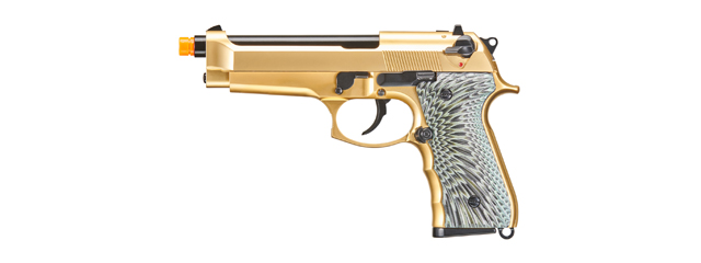 WE-Tech New System M92 Eagle Full Auto Airsoft Gas Blowback Pistol (Color: Gold)