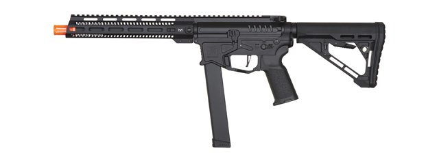 Zion Arms R&D Precision Licensed PW9 Mod 1 Long Rail Airsoft Rifle with Delta Stock (Color: Black)