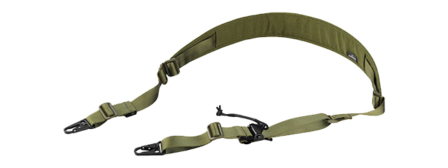 Amomax Padded Quick Adjust Two-Point Sling with HK Style Clip (OD Green)