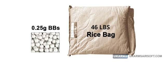 Lancer Tactical 46 lbs Rice Bag Airsoft 0.25g BBs (Color: White)