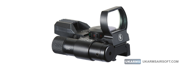 Lancer Tactical 4-Reticle Red/Green Dot Reflect Sight with Green Laser (Color: Black)