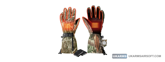 Lancer Tactical X-Large Size Rechargeable Heated Hunting Gloves (Color: Camo)