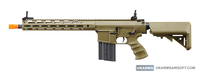 Golden Eagle Airsoft SR-25K w/ URX4 M-LOK Handguard & Crane Stock - Tan