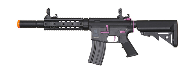 Lancer Tactical Gen 2 M4 SD Carbine Airsoft AEG Rifle with Mock Suppressor (Black / Purple)(No Battery and Charger)