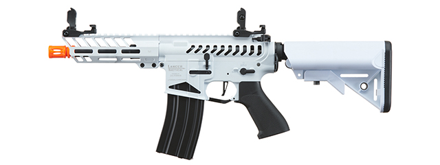 Lancer Tactical Low FPS Enforcer Needletail Skeleton M4 Airsoft Rifle (Color: White and Black) - Click Image to Close