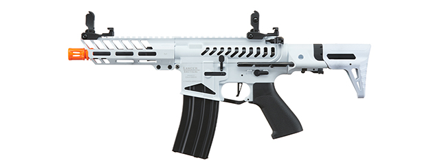 Lancer Tactical ProLine NEEDLETAIL PDW Skeleton AEG Low FPS (Color: White/Black) - Click Image to Close