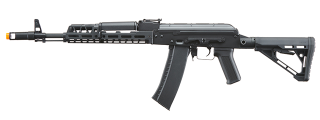 Lancer Tactical AK74 Full Metal Rifle w/ 10.5 inch CNC M-LOK Handguard and Delta Stock (Color: Black)