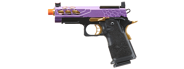 Lancer Tactical Stryk Hi-Capa 4.3 Gas Blowback Airsoft Pistol w/ Red Dot Mount (Color: Black, Purple, & Gold)