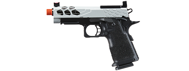 Lancer Tactical Stryk Hi-Capa 4.3 Gas Blowback Airsoft Pistol w/ Red Dot Mount (Color: Black & Silver)