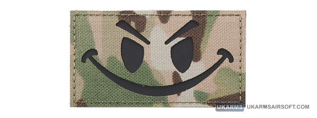 Reflective Evil Smiley Morale Patch (Color: Multi-Camo)