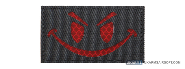 Reflective Evil Smiley Morale Patch (Color: Black & Red)