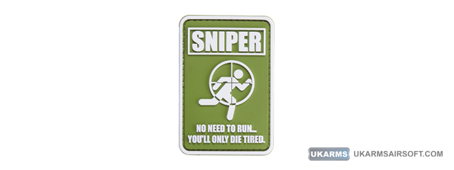 "No Need to Run. You'll Only Die Tired" PVC Patch (Color: OD Green)
