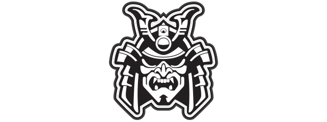 Samurai Helmet Black & White PVC Patch