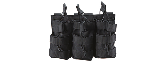 AR/AK 6 Pouch Magazine Holder Open-Top Triple Tactical Stacker Mag Pouch - (Black)
