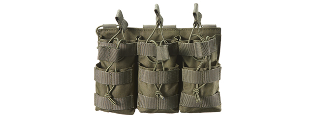 AR/AK 6 Pouch Magazine Holder Open-Top Triple Tactical Stacker Mag Pouch - (OD Green)