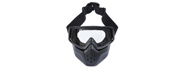 Face Mask w/ Clear Lens Eye Protection - (Black)