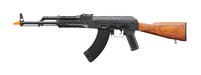 Lancer Tactical AK-Series AK-74M AEG Airsoft Rifle Non ETU w/ ACW-272 Gas Tube Cover, ACW-273 Handguard, Wood Stock & SG-11B Mag - (Black)