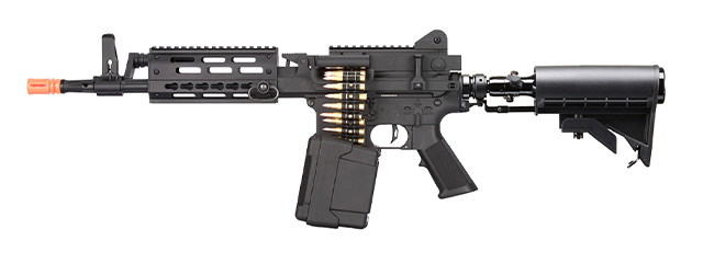 Lancer Tactical MCR Light Machine Gun LMG Airsoft AEG Rifle w/ Tank - (Black)