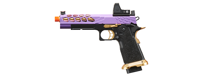 Lancer Tactical Stryk Hi-Capa 5.1 Gas Blowback Airsoft Pistol w/ Reflex Red Dot Sight - (Purple & Gold)