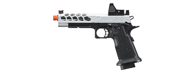 Lancer Tactical Stryk Hi-Capa 5.1 Gas Blowback Airsoft Pistol w/ Reflex Red Dot Sight - (Black & Silver)