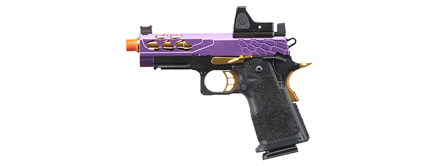 Lancer Tactical Stryk Hi-Capa 4.3 Gas Blowback Airsoft Pistol w/ Reflex Red Dot Sight - (Black, Purple, & Gold)