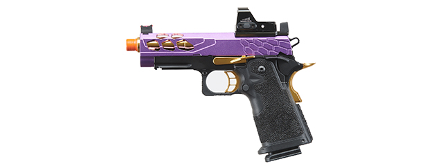 Lancer Tactical Stryk Hi-Capa 4.3 Gas Blowback Airsoft Pistol w/ Micro Red Dot Sight (Black, Purple, Gold)