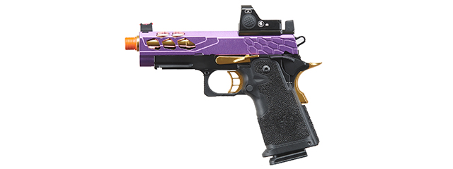 Lancer Tactical Stryk Hi-Capa 4.3 Gas Blowback Airsoft Pistol w/ Red Dot Sight (Black, Purple, Gold)