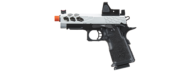 Lancer Tactical Stryk Hi-Capa 4.3 Gas Blowback Airsoft Pistol w/ Reflex Red Dot Sight - (Black & Silver)