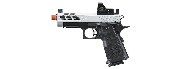 Lancer Tactical Stryk Hi-Capa 4.3 Gas Blowback Airsoft Pistol w/ Micro Red Dot Sight (Black & Silver)