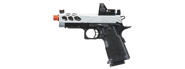 Lancer Tactical Stryk Hi-Capa 4.3 Gas Blowback Airsoft Pistol w/ Red Dot Sight (Black & Silver)