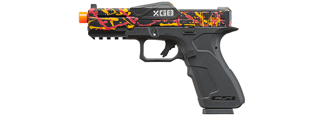 Poseidon CSI XG8 Gas Blow Back Aluminum Pistol - (Red/Orange/Black Splash Anodized)