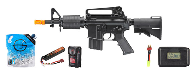 Double Bell N23 Pdw M4 Airsoft Aeg Rifle - Battery/Adapter/Charger Combo - (Black)