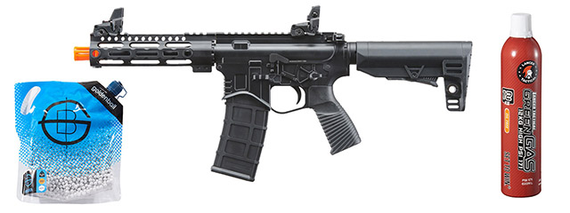 Golden Eagle Compact BD Style 7" inch M-LOK M4 GBB Airsoft Rifle - Green Gas Combo - (Black)