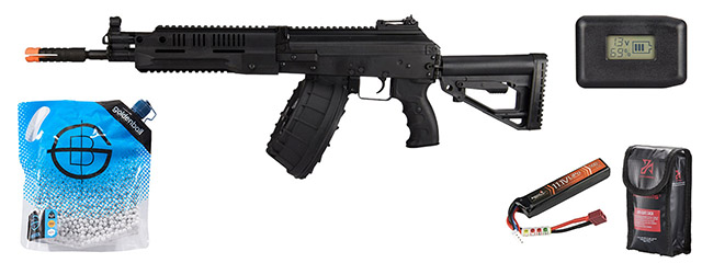 LCT LCK-16 Steel AEG Rifle w/ ASTER V2 - Battery/Charger Combo - (Black)