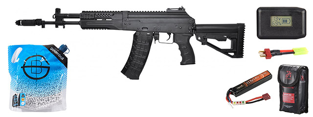 LCT Airsoft LCK12 Tactical AK-12 Assault Airsoft AEG Rifle - Battery/Charger Combo - (Black)