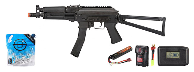 LCT Vityaz Steel PP-19-01 AEG Airsoft SMG - Battery/Adapter/Charger Combo - (Black)