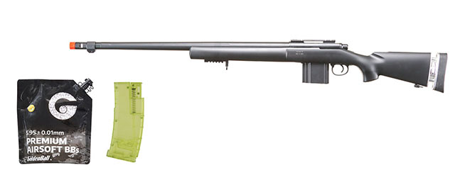 Well Airsoft M24/M28 Bolt Action Rifle W/ Fixed Stock Fluted Barrel - BB/Sniper Bundle