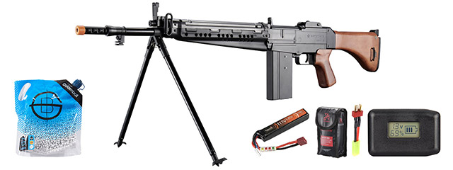 S&t Type 64 Full Metal Full Size Aeg Airsoft Battle Rifle - Battery/Adapter/Charger Combo - (Black/wood)