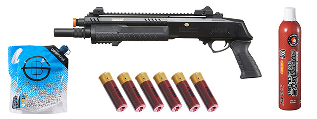 BO Manufacture REP FABARM STF12 Short 11" Pump Action Gas Shotgun - Green Gas/Shell Combo - (Black)