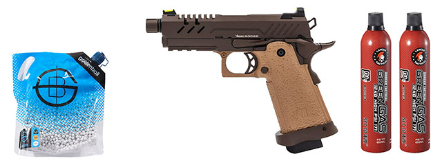 Vorsk Airsoft 3.8 Hi Capa Pro - (Tan/Bronze) Green Gas Combo