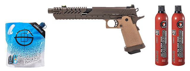 Vorsk Hi-Capa 7.0 Titan GBB Pistol - (Tan/Bronze) Green Gas Combo