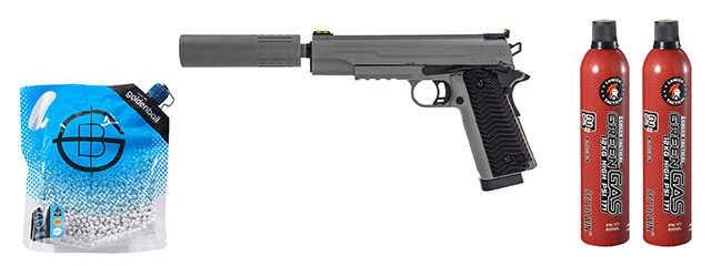 Vorsk Airsoft VX-14 GBB Pistol - (Gray) Green Gas Combo