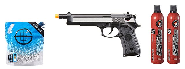 WE-Tech M92 Gas Blowback Airsoft Pistol - (2-Tone) Green Gas Combo