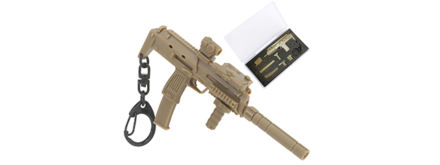 Lancer Tactical SMG Gun Model Key Chain (Tan)