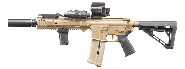Custom Infamous Angel - Lancer Tactical Gen 4 L119A2 M4 Full Metal Airsoft Rifle - (Tan/Black)